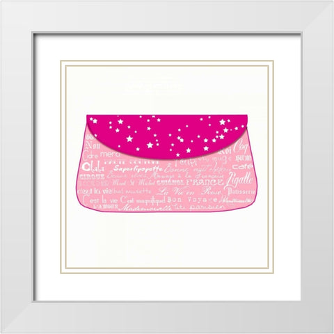 Pink Paris Purse White Modern Wood Framed Art Print with Double Matting by De Lauzun, Marion