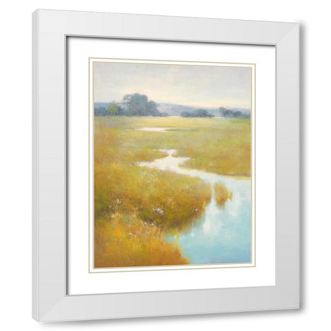 Misty Stream White Modern Wood Framed Art Print with Double Matting by Stefano