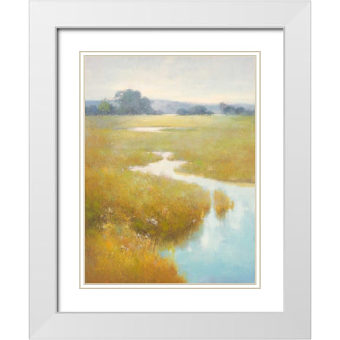 Misty Stream White Modern Wood Framed Art Print with Double Matting by Stefano