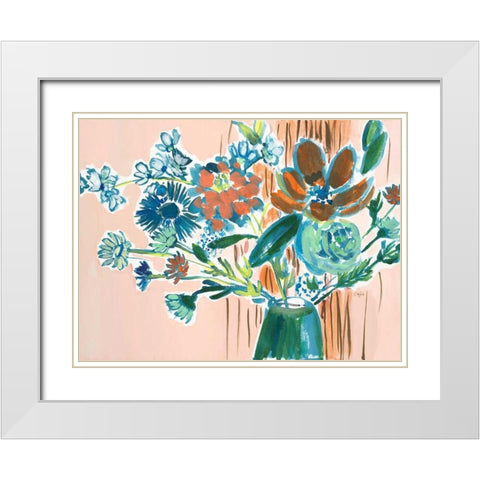 Pennys Bouquet White Modern Wood Framed Art Print with Double Matting by Sandland, Colleen