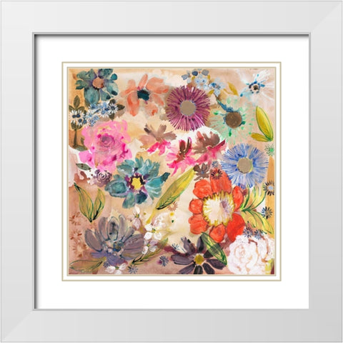 Jumble and Blooms White Modern Wood Framed Art Print with Double Matting by Sandland, Colleen