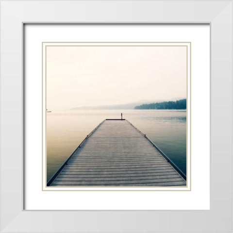 Pier At The Lake White Modern Wood Framed Art Print with Double Matting by Dickinson, Robin