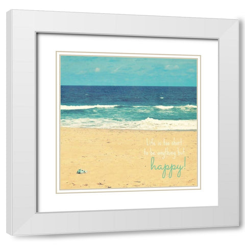 Be Happy! White Modern Wood Framed Art Print with Double Matting by Dickinson, Robin
