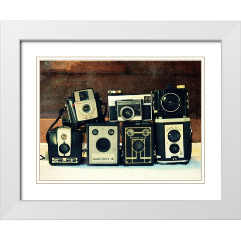 Vintage Camera Collection White Modern Wood Framed Art Print with Double Matting by Dickinson, Robin