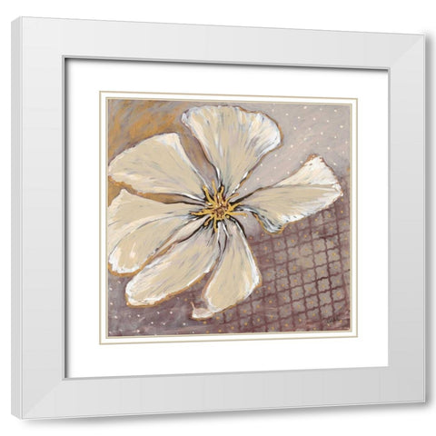 White Petals 1 White Modern Wood Framed Art Print with Double Matting by Walela R.