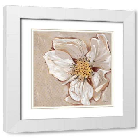 White Petals 2 White Modern Wood Framed Art Print with Double Matting by Walela R.