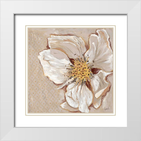 White Petals 2 White Modern Wood Framed Art Print with Double Matting by Walela R.