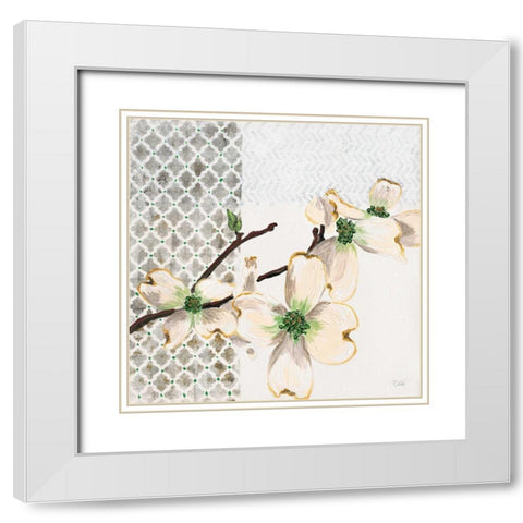 New Moroccan Flowering Branch White Modern Wood Framed Art Print with Double Matting by Walela R.