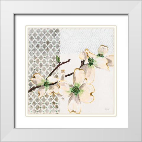 New Moroccan Flowering Branch White Modern Wood Framed Art Print with Double Matting by Walela R.
