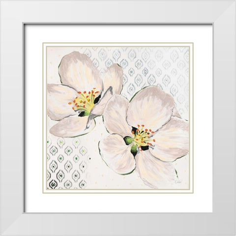 New Moroccan Blossom White Modern Wood Framed Art Print with Double Matting by Walela R.