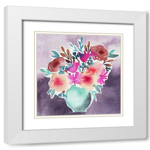 Late Summer Bouquet White Modern Wood Framed Art Print with Double Matting by Esther Bley Designs