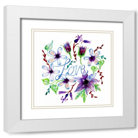 Love, Enchanted Garden White Modern Wood Framed Art Print with Double Matting by Esther Bley Designs