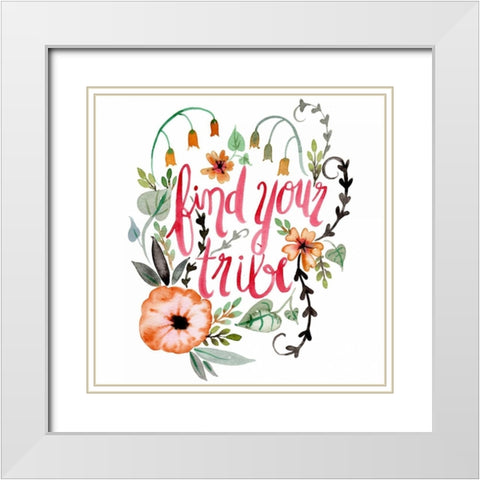 Find Your Tribe White Modern Wood Framed Art Print with Double Matting by Esther Bley Designs