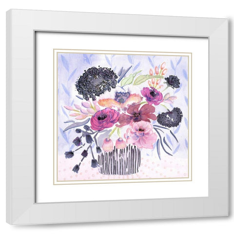 Lavender Black White Modern Wood Framed Art Print with Double Matting by Esther Bley Designs
