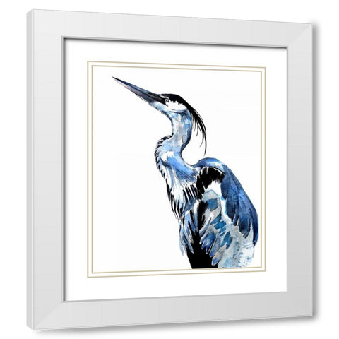 Coastal Blue Egret White Modern Wood Framed Art Print with Double Matting by Smith, Crystal