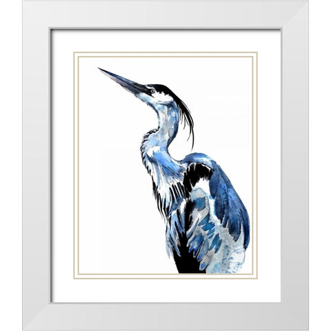 Coastal Blue Egret White Modern Wood Framed Art Print with Double Matting by Smith, Crystal