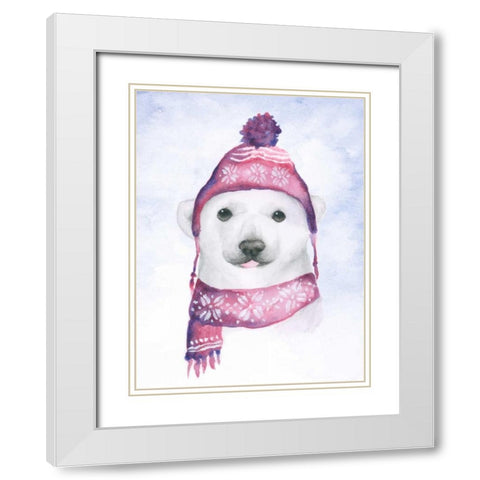 Baby Polar Bear White Modern Wood Framed Art Print with Double Matting by Barckholtz, Lindsay