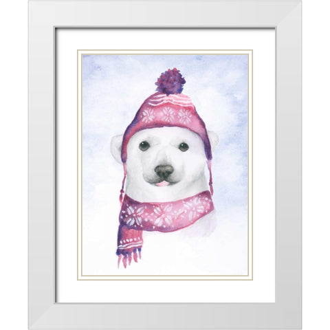 Baby Polar Bear White Modern Wood Framed Art Print with Double Matting by Barckholtz, Lindsay