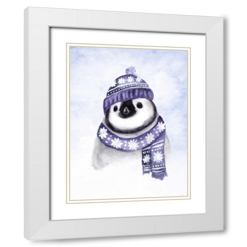 Baby Pinguin White Modern Wood Framed Art Print with Double Matting by Barckholtz, Lindsay