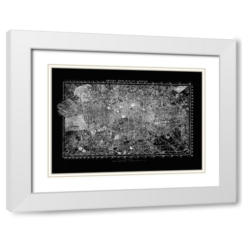 London Map Circa 1860 White Modern Wood Framed Art Print with Double Matting by Adam Shaw Cartography