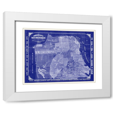 San Francisco Blueprint White Modern Wood Framed Art Print with Double Matting by Adam Shaw Cartography
