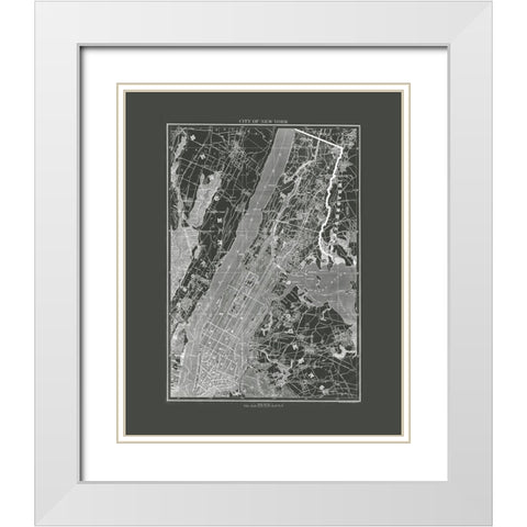 Industrial New York White Modern Wood Framed Art Print with Double Matting by Adam Shaw Cartography