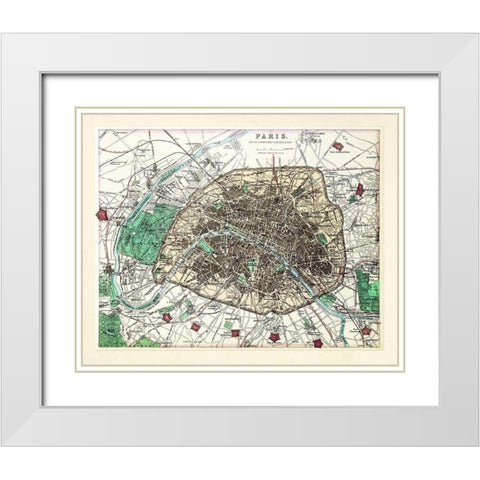 Paris Vintage White Modern Wood Framed Art Print with Double Matting by Adam Shaw Cartography