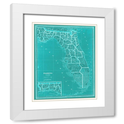 State of Florida Map White Modern Wood Framed Art Print with Double Matting by Adam Shaw Cartography