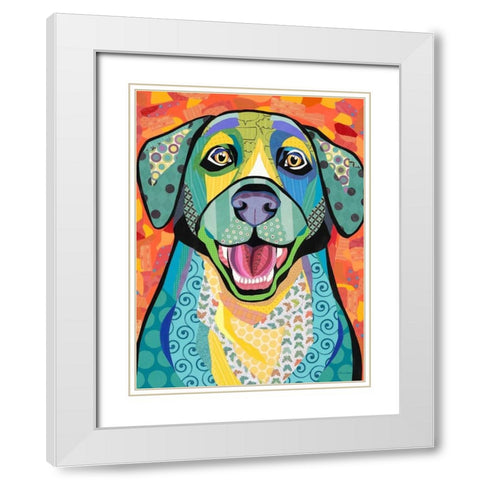 Happy Lab White Modern Wood Framed Art Print with Double Matting by Paper Pictures By Laura