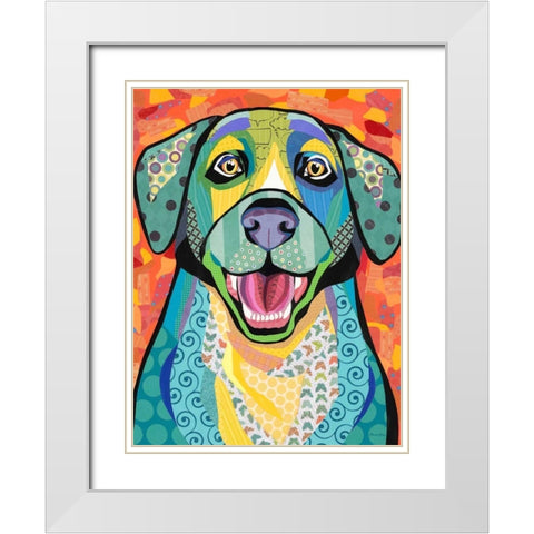 Happy Lab White Modern Wood Framed Art Print with Double Matting by Paper Pictures By Laura