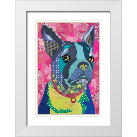 Boston Blue White Modern Wood Framed Art Print with Double Matting by Paper Pictures By Laura