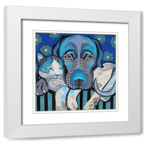 Purrfect Pillow White Modern Wood Framed Art Print with Double Matting by Paper Pictures by Laura