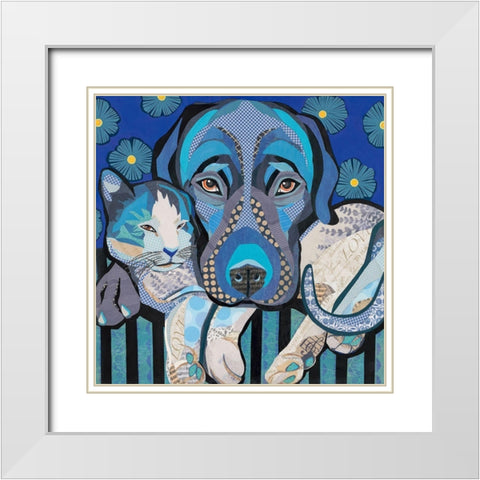 Purrfect Pillow White Modern Wood Framed Art Print with Double Matting by Paper Pictures by Laura