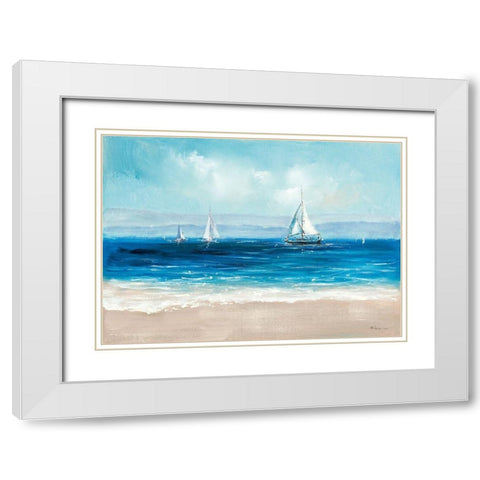 Sailing By White Modern Wood Framed Art Print with Double Matting by Key
