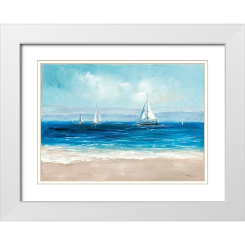 Sailing By White Modern Wood Framed Art Print with Double Matting by Key