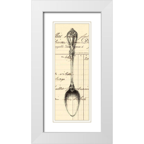 Spoon Document  White Modern Wood Framed Art Print with Double Matting by Z Studio
