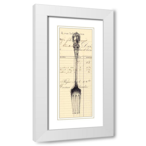 Fork Document  White Modern Wood Framed Art Print with Double Matting by Z Studio