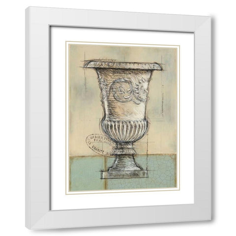 Abstract Urn 1 White Modern Wood Framed Art Print with Double Matting by Z Studio
