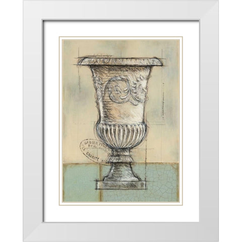Abstract Urn 1 White Modern Wood Framed Art Print with Double Matting by Z Studio