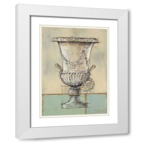 Abstract Urn 2 White Modern Wood Framed Art Print with Double Matting by Z Studio