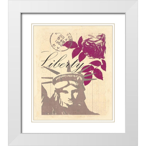 WORLD TOUR LIBERTY White Modern Wood Framed Art Print with Double Matting by Z Studio