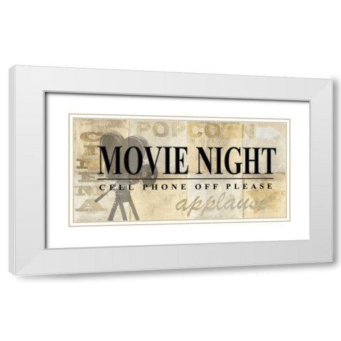 Movie Night White Modern Wood Framed Art Print with Double Matting by Z Studio