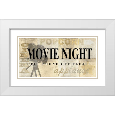Movie Night White Modern Wood Framed Art Print with Double Matting by Z Studio