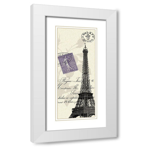 Eiffel Tower White Modern Wood Framed Art Print with Double Matting by Z Studio