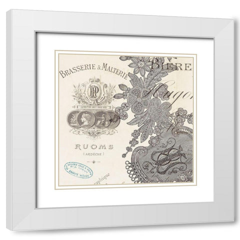 Literary Lace 2 White Modern Wood Framed Art Print with Double Matting by Z Studio