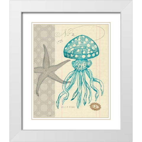 Sea Life 3 White Modern Wood Framed Art Print with Double Matting by Z Studio
