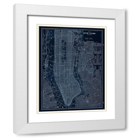 NYC Blues White Modern Wood Framed Art Print with Double Matting by Z Studio