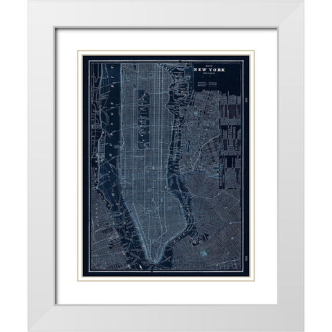 NYC Blues White Modern Wood Framed Art Print with Double Matting by Z Studio