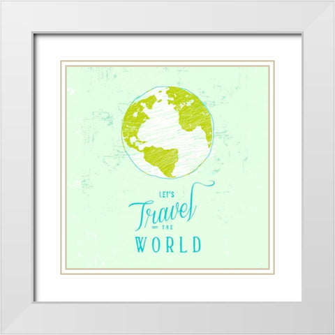 Lets Travel 1 White Modern Wood Framed Art Print with Double Matting by Z Studio