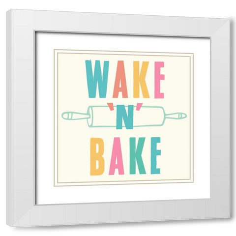 Wake n Bake White Modern Wood Framed Art Print with Double Matting by Z Studio